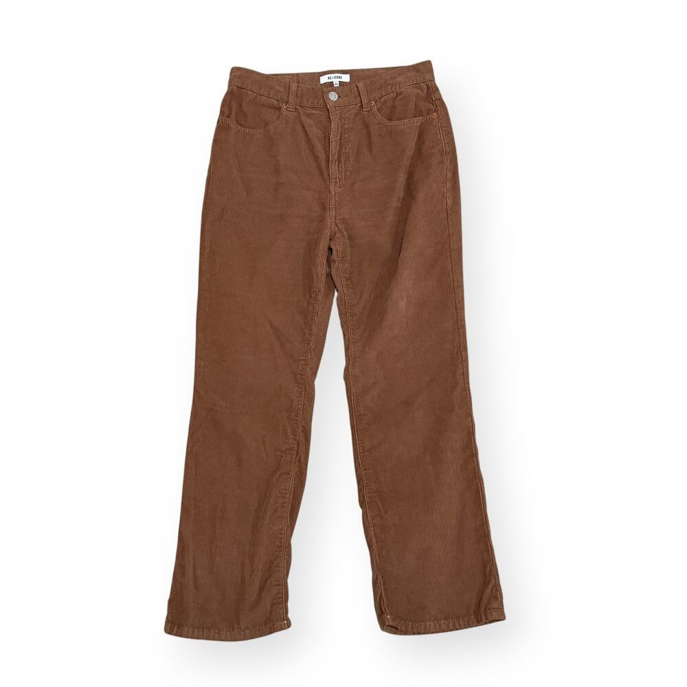 RE/DONE Ginger Brown Corduroy High Rise Straight Leg Pants Jeans 28 Relaxed Fall